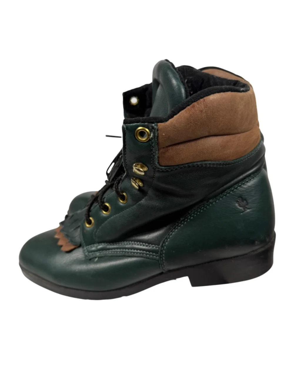 Laredo Performair Vintage Ankle Boots Green Leather Kiltie Western Women's 6.5M